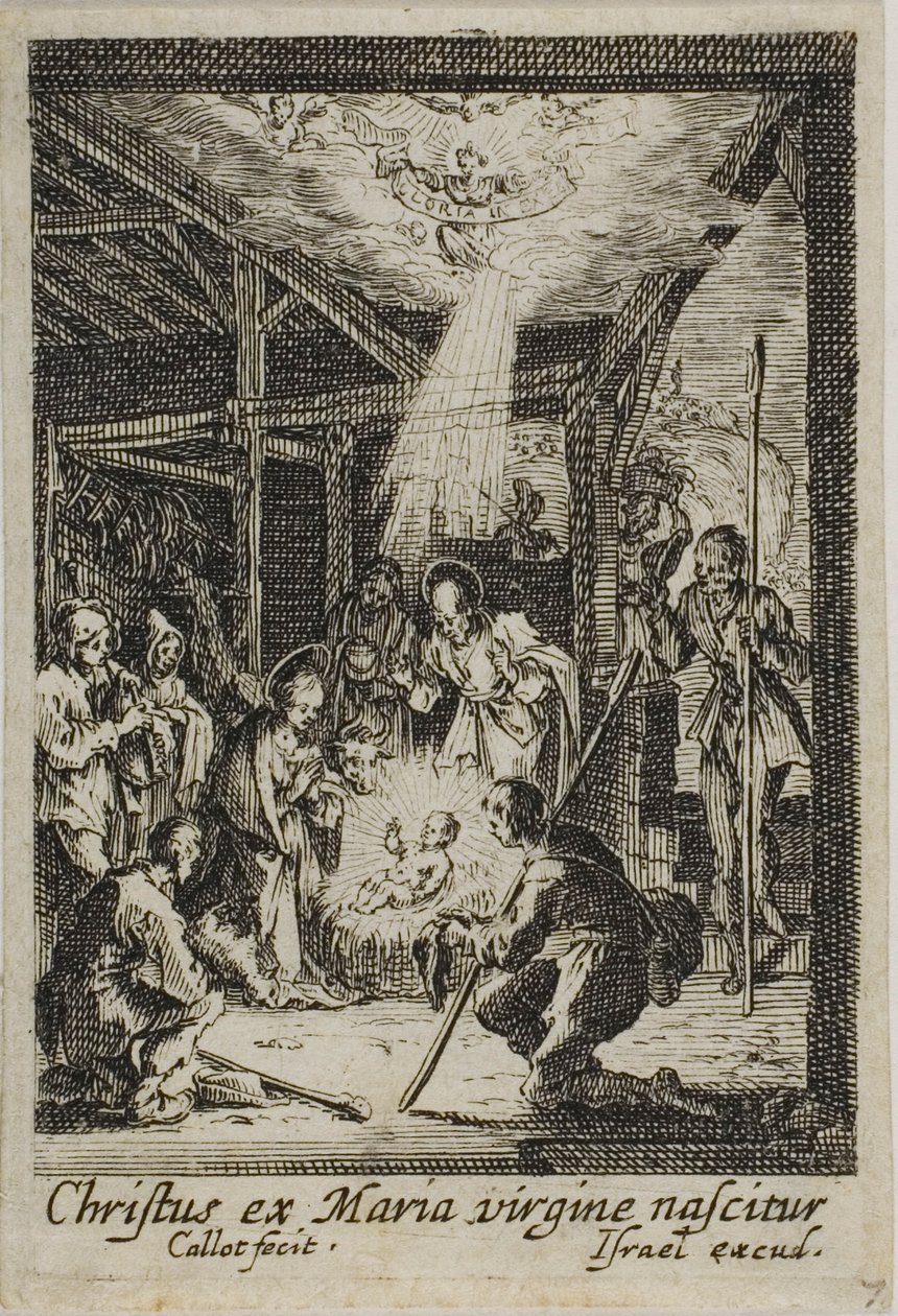 Jesu födelse, ur Jungfruns liv av Jacques Callot