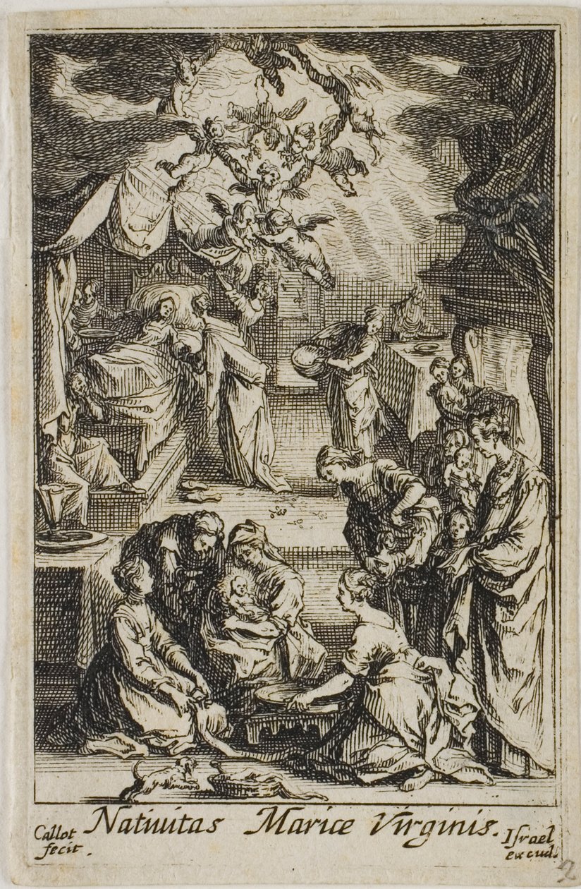 Jungfru Marias födelse, från The Life of the Virgin av Jacques Callot
