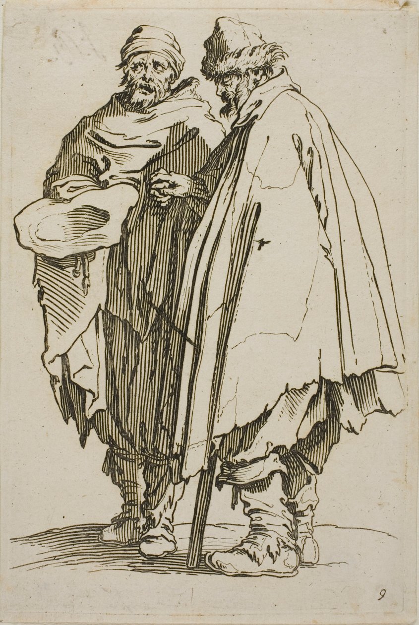 The Blind Man and his Companion, tallrik nio från The Beggars av Jacques Callot
