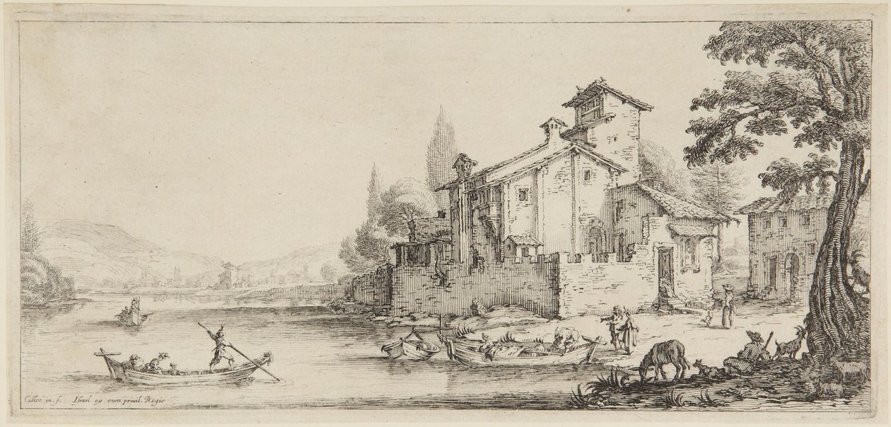 Båtturen, ur serien Diverse Vedute Designate in Fiorenza (Olika landskap utformade i Florens) av Jacques Callot