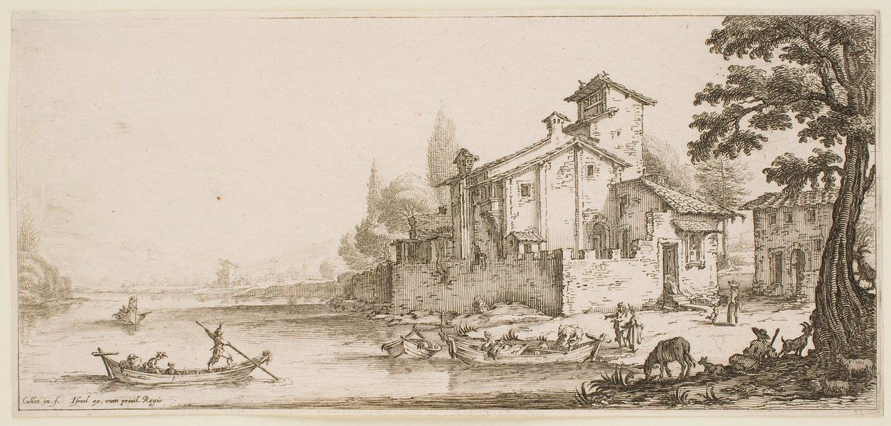 Båtturen, ur serien "Florens landskap" av Jacques Callot