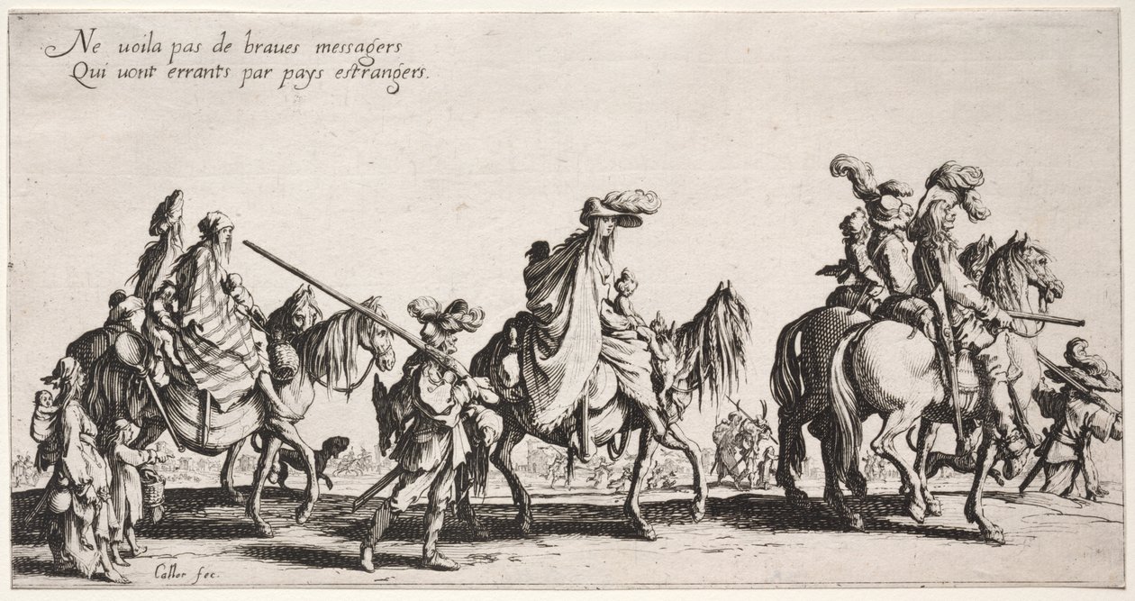 The Bohemians: The Bohemians Marching: The Vanguard, ca. 1621-1625. av Jacques Callot