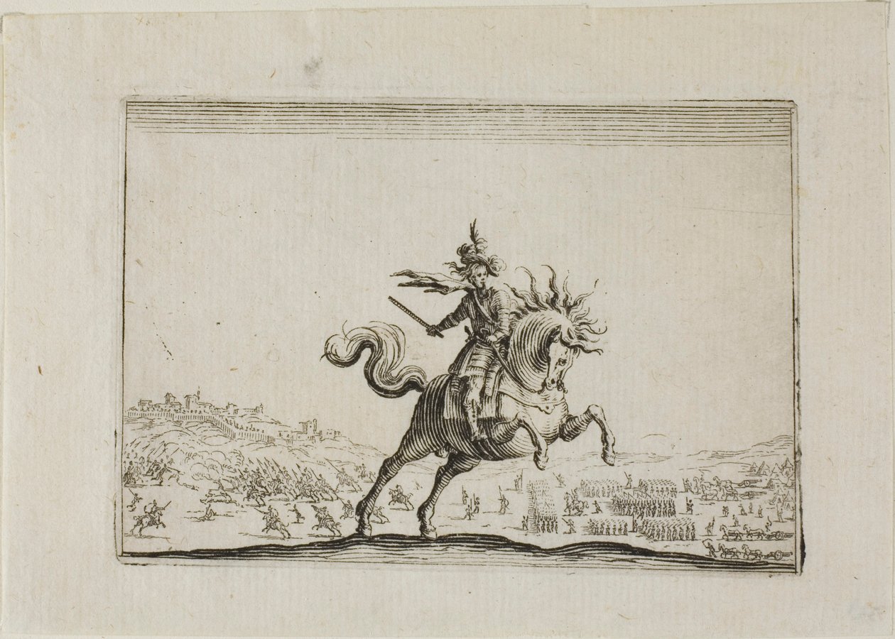 Befälhavaren till häst, från The Caprices av Jacques Callot