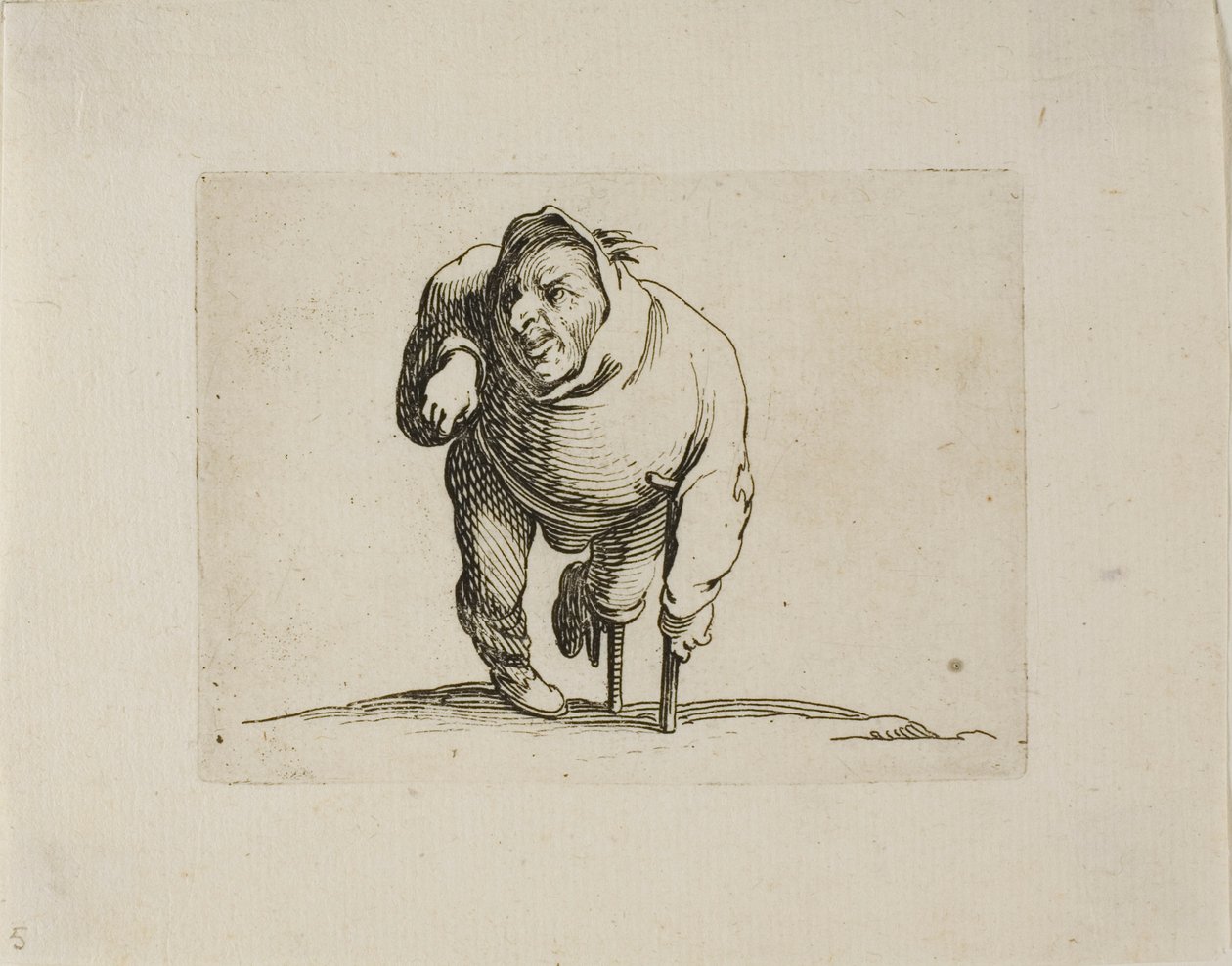 The Cripple med en krycka och ett träben, från Varie Figure Gobbi av Jacques Callot