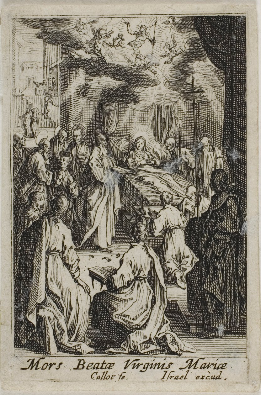 Jungfru Marias död, från Jungfru Marias liv av Jacques Callot
