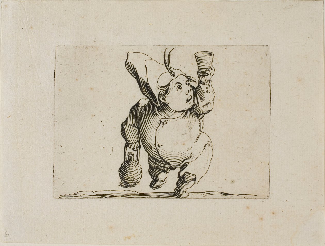 Drinkaren sedd framifrån, från Varie Figure Gobbi av Jacques Callot