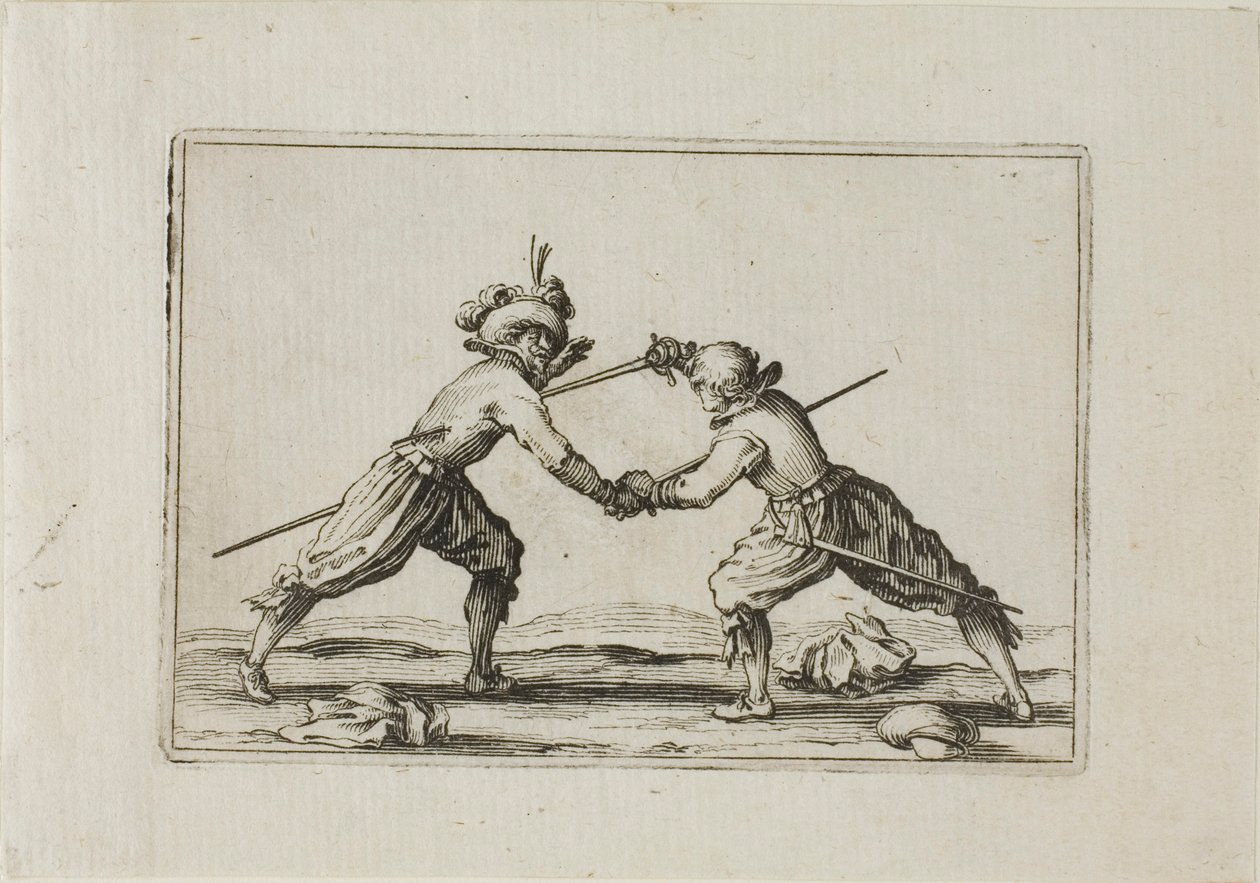 Duellen med svärd, från The Caprices av Jacques Callot