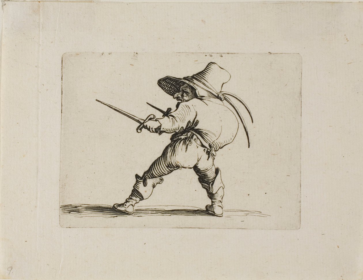 Duelisten med ett svärd och en dolk, från Varie Figure Gobbi av Jacques Callot