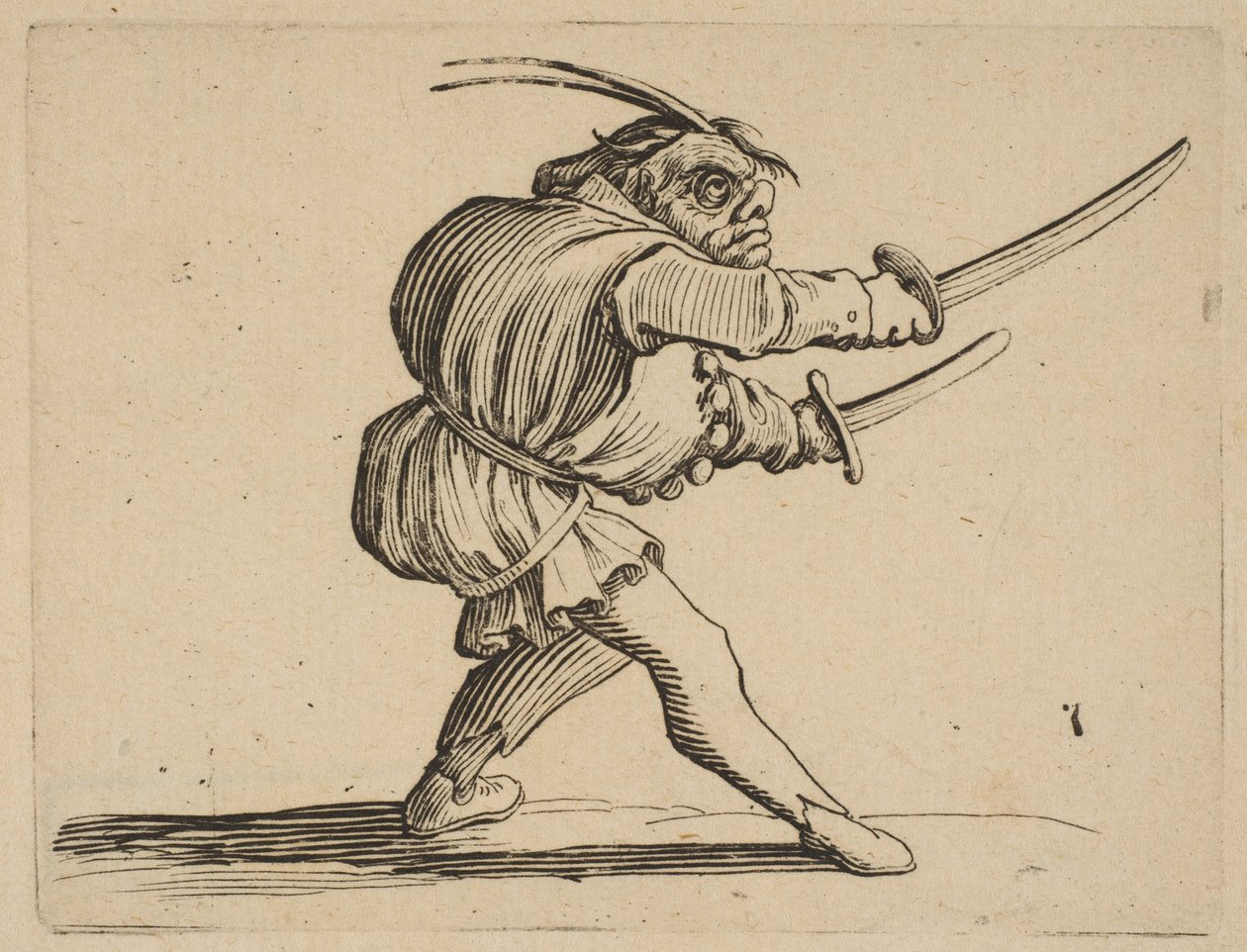 The Duelliste aux Deux Sabres Duelisten med två sabre, från Varie Figure Gobbi, s..., 1616-22. av Jacques Callot
