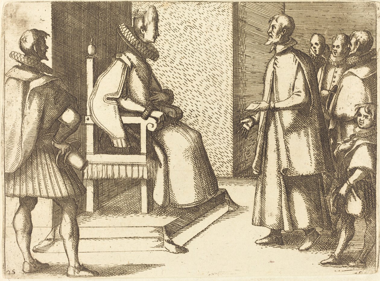 Toscanas sändebud tackar drottningen, 1612. av Jacques Callot