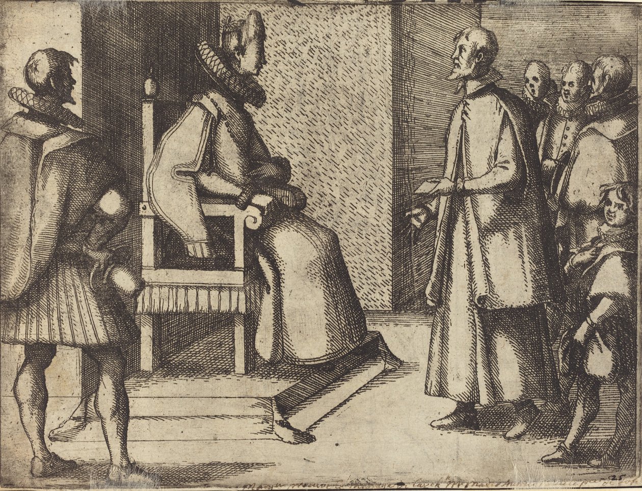Toscanas sändebud tackar drottningen [verso] av Jacques Callot