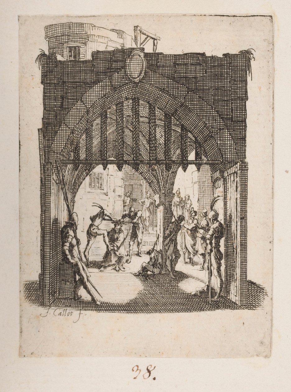 The Flagellation, nej. 6 av 11 från La Petite Passion av Jacques Callot