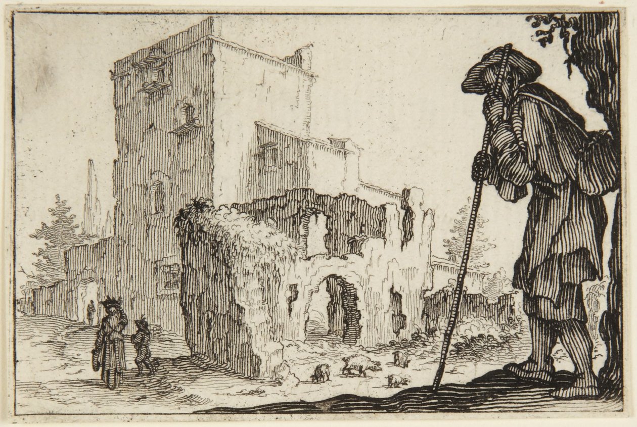 Herdensman och ruinerna av Jacques Callot