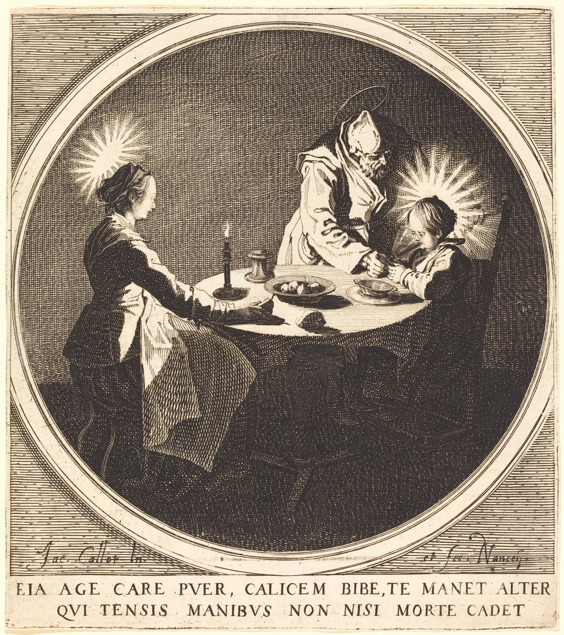 Den heliga familjen vid bordet av Jacques Callot