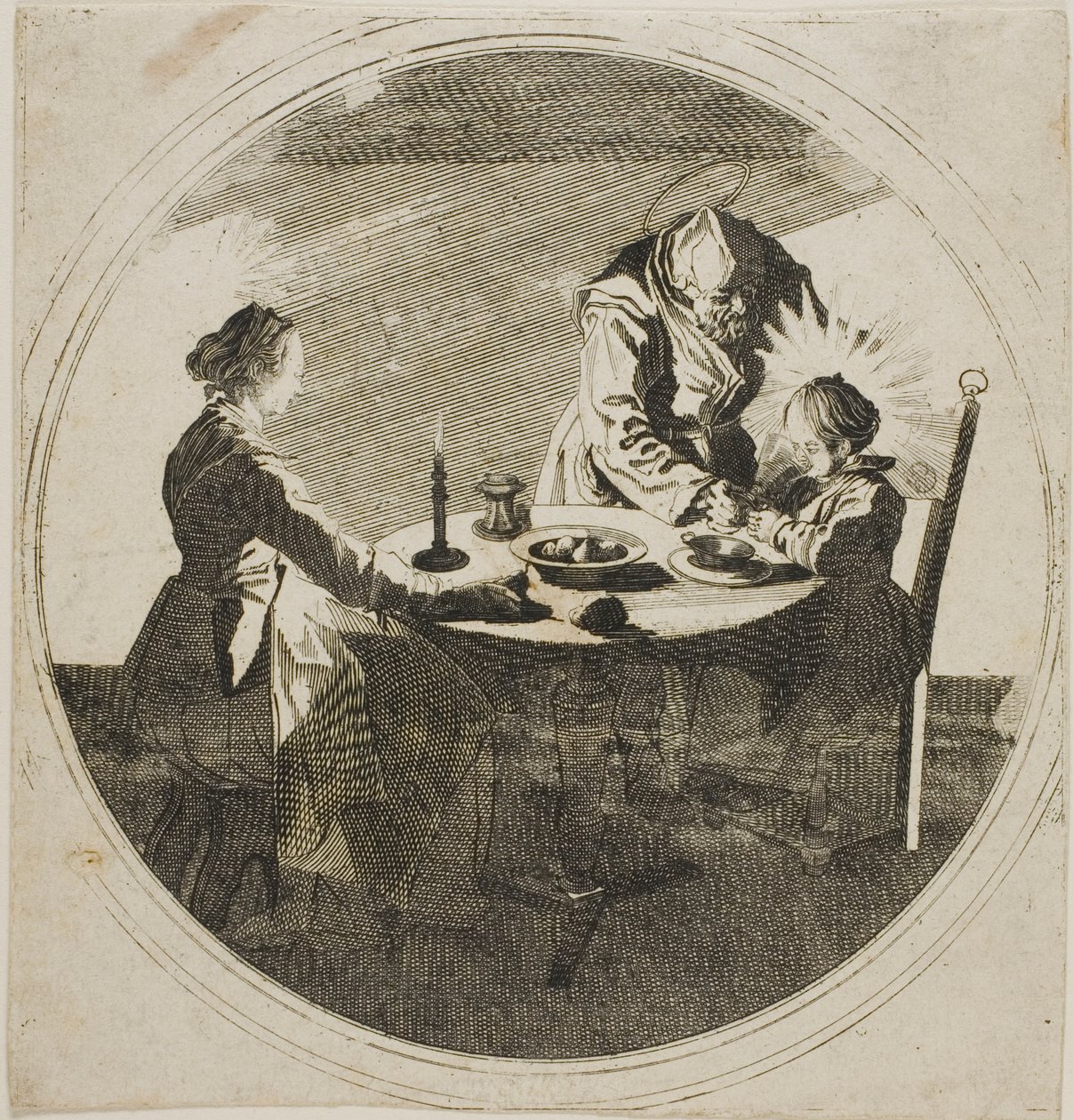 Den heliga familjen vid bordet av Jacques Callot