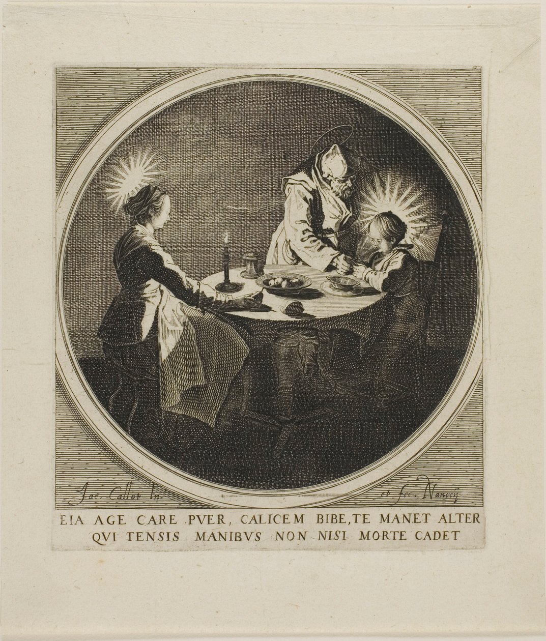 Den heliga familjen till bords av Jacques Callot