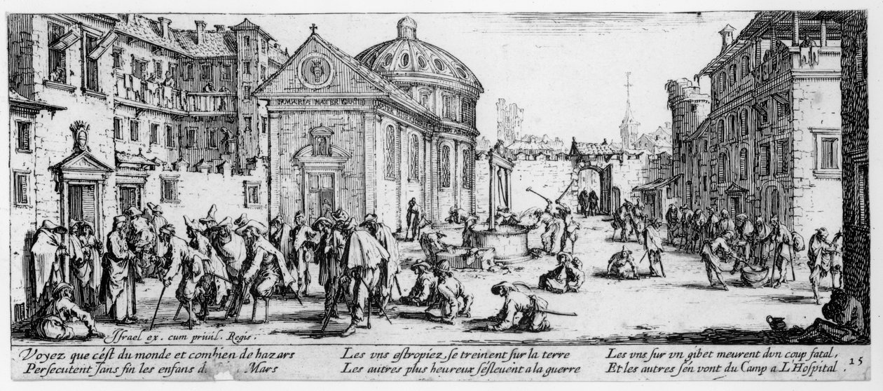 Sjukhuset, skylt 15 från Krigets elände och olyckor, graverad av Israel Henriet (ca 1590-1661) 1633 av Jacques Callot