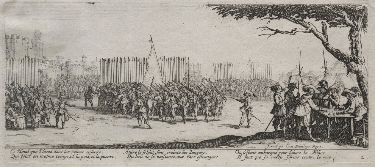 The Large Miseries of War: Enrollment of the Troops, 1633. av Jacques Callot