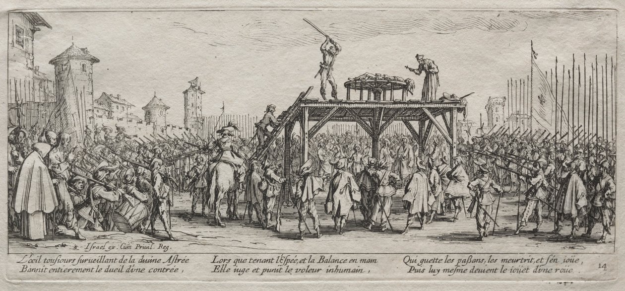 The Large Miseries of War: Execution on the Wheel, 1633. av Jacques Callot