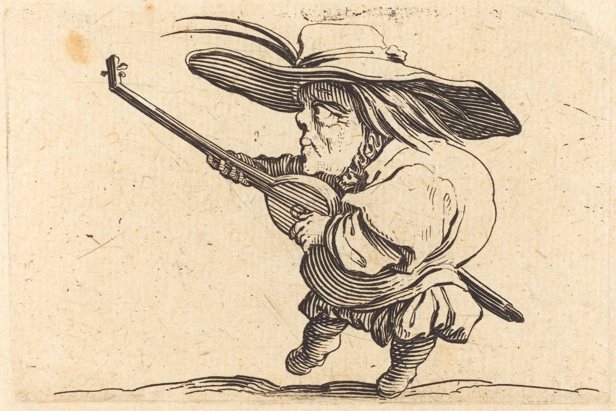Lutspelaren, ca. 1622. av Jacques Callot