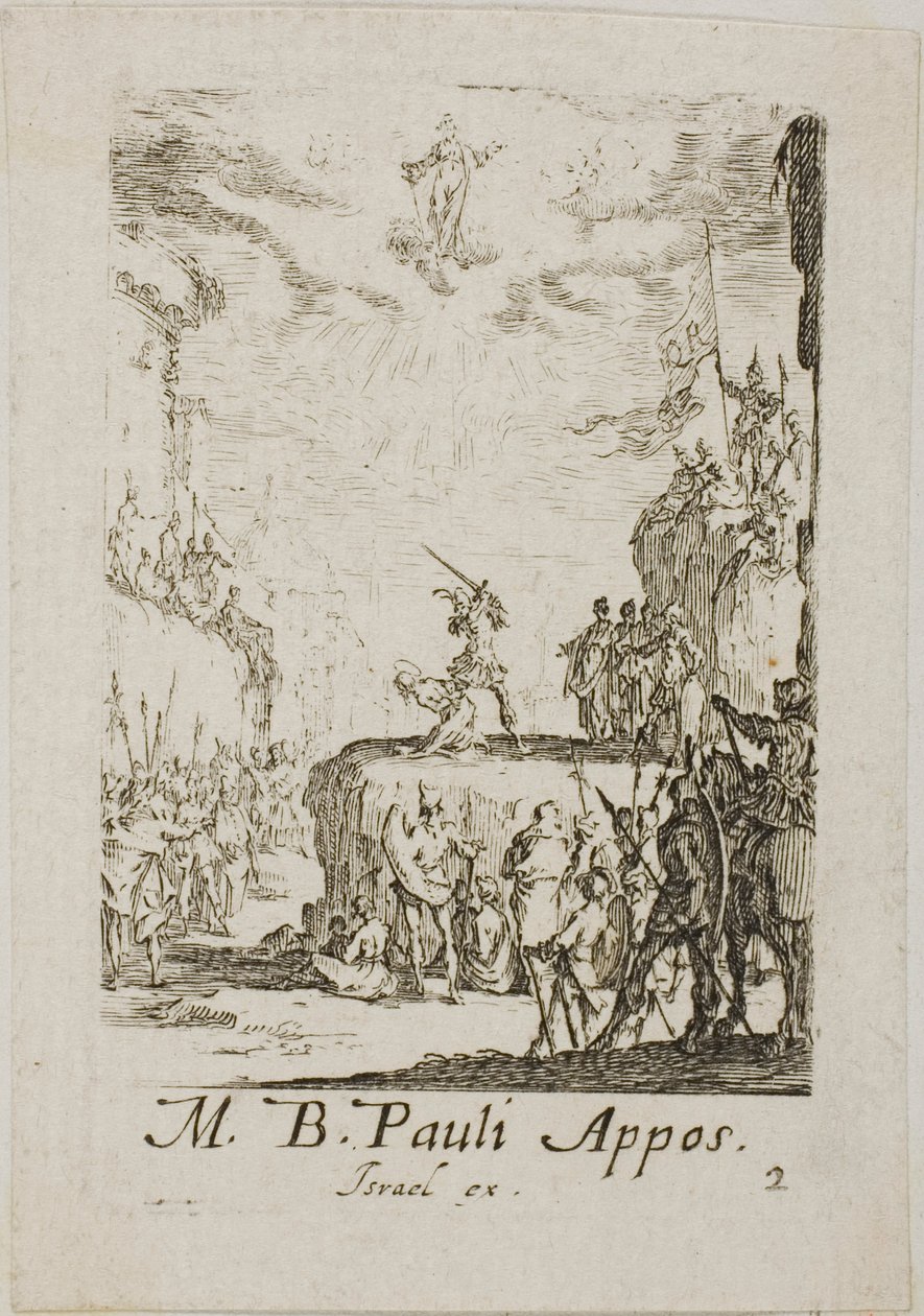 Sankt Paulus martyrdöd, plansch två från Apostlarnas martyrdöd av Jacques Callot