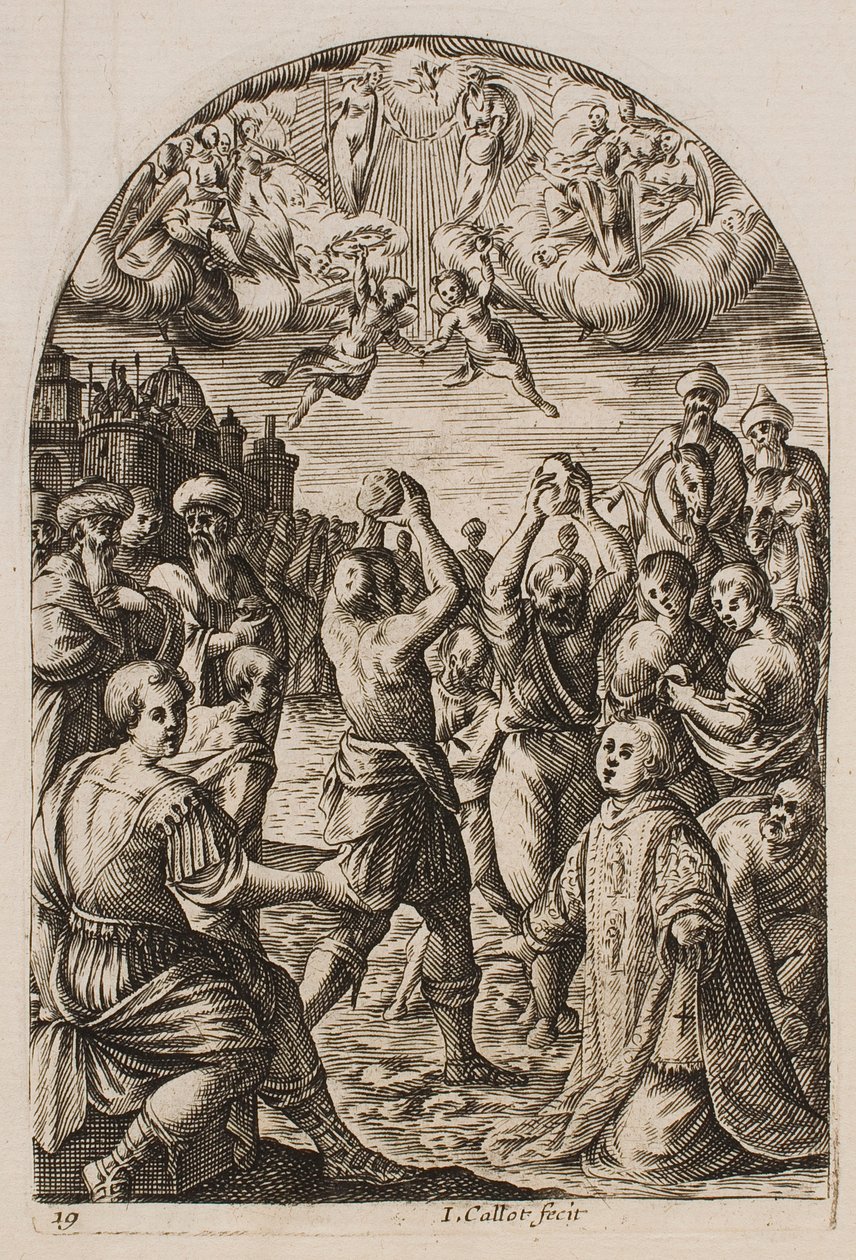 Sankt Stefans martyrskap, ur serien ”Bilder från Rom” av Jacques Callot