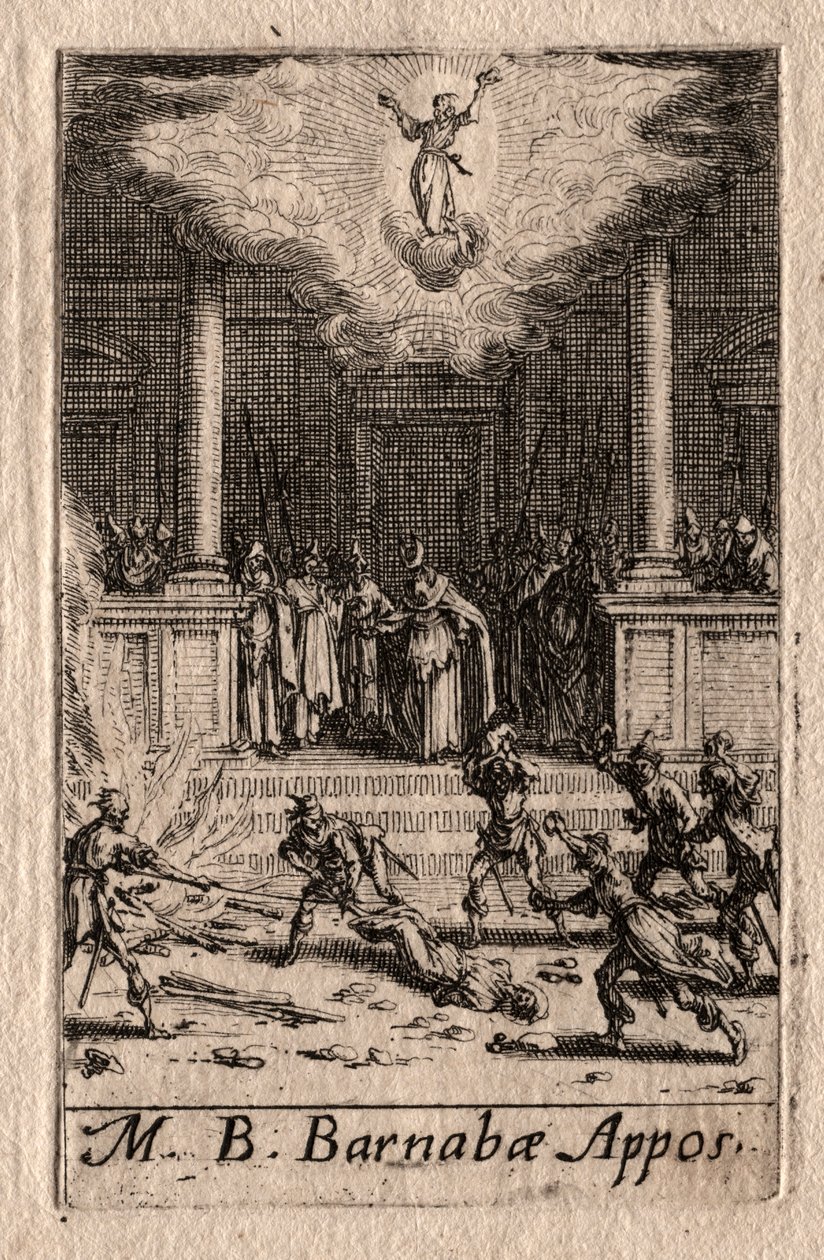Apostlarnas martyrskap: St. Barnabas. av Jacques Callot