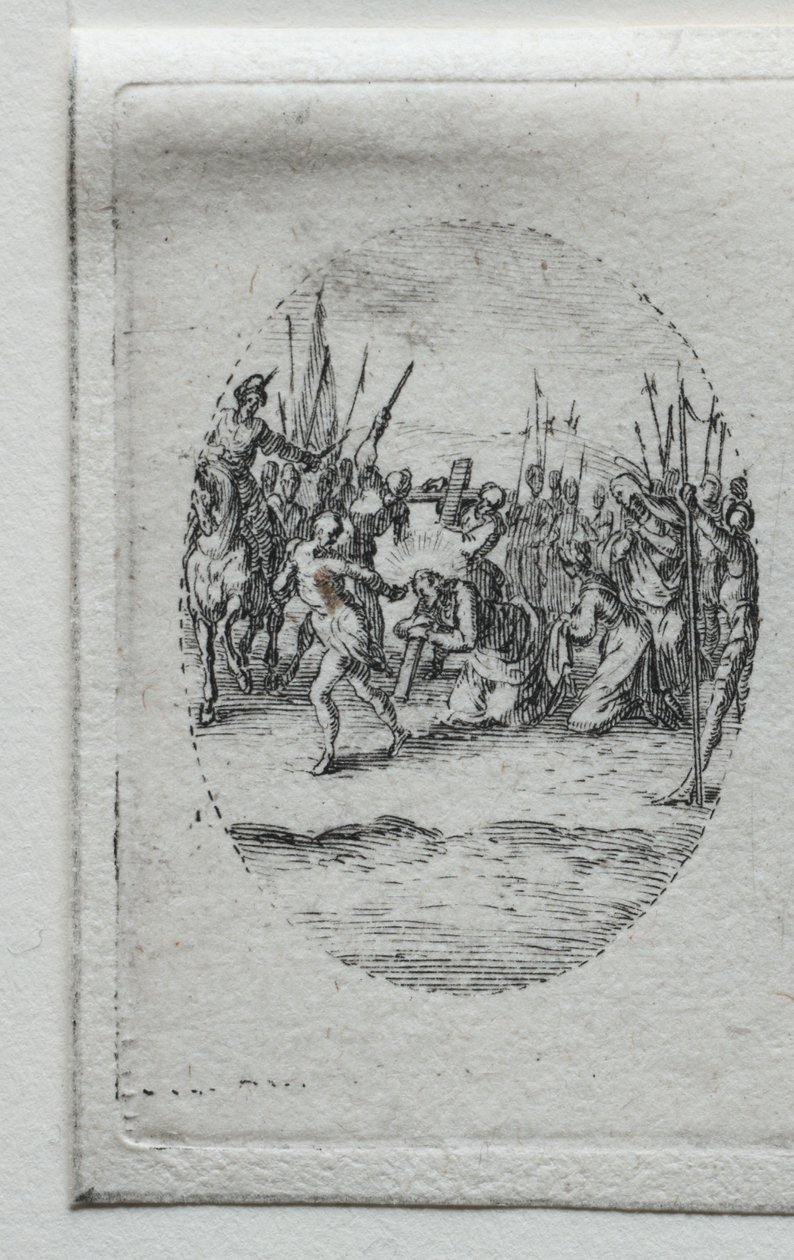 Passionens mysterier: korsets bärande. av Jacques Callot