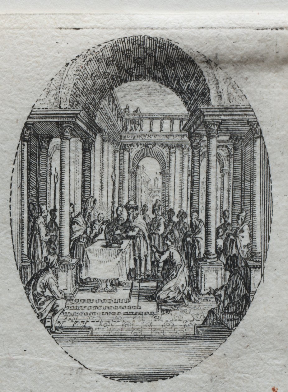Passionens mysterier: presentationen i templet. av Jacques Callot