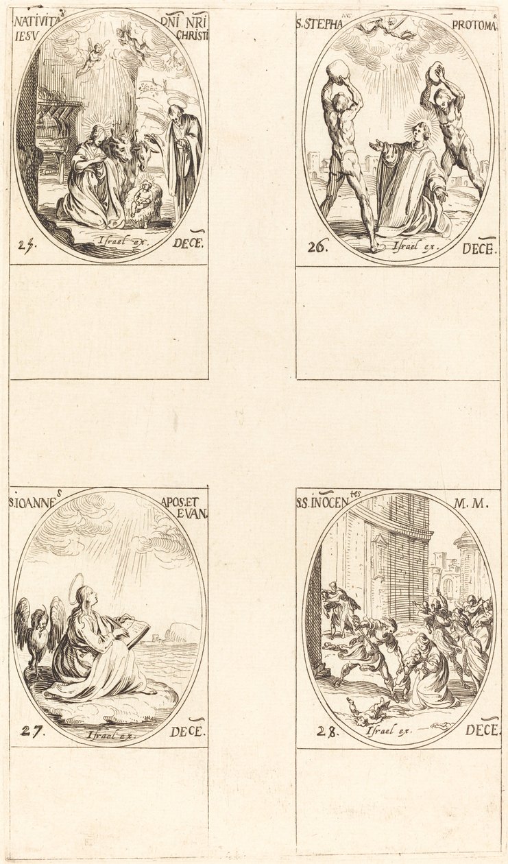 Födelsekyrkan, St. Stephen, St. John, Heliga oskyldiga. av Jacques Callot