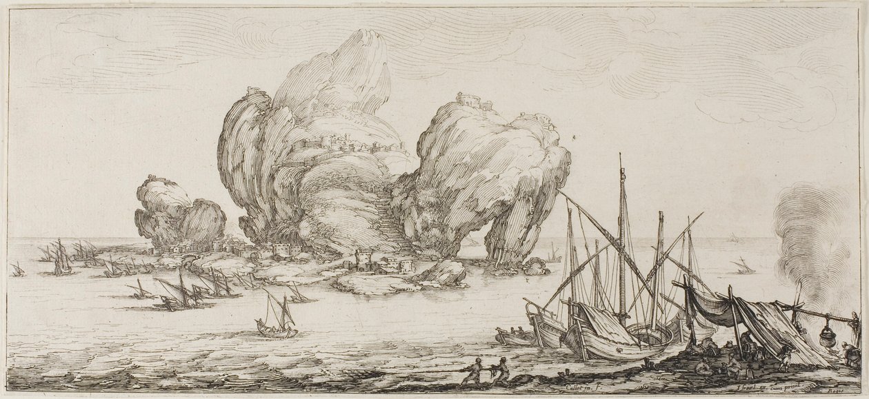 Sjöstriden, från olika scener designade i Florens av Jacques Callot
