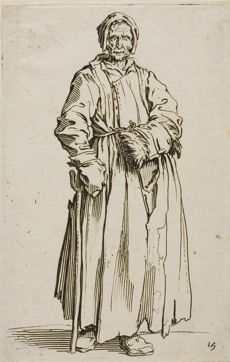 The One-Eyed Woman, tallrik femton från The Beggars av Jacques Callot