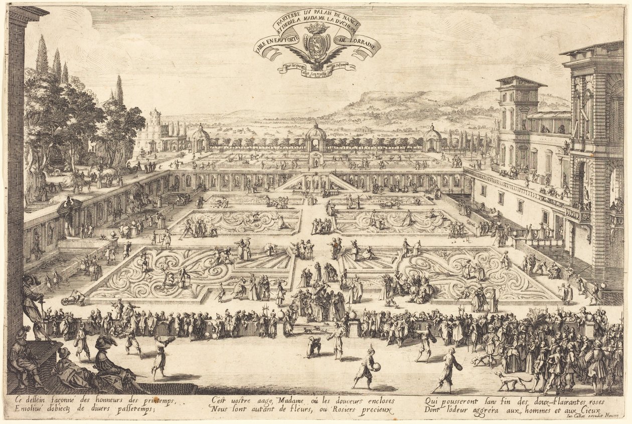 Palatsets trädgårdar i Nancy av Jacques Callot