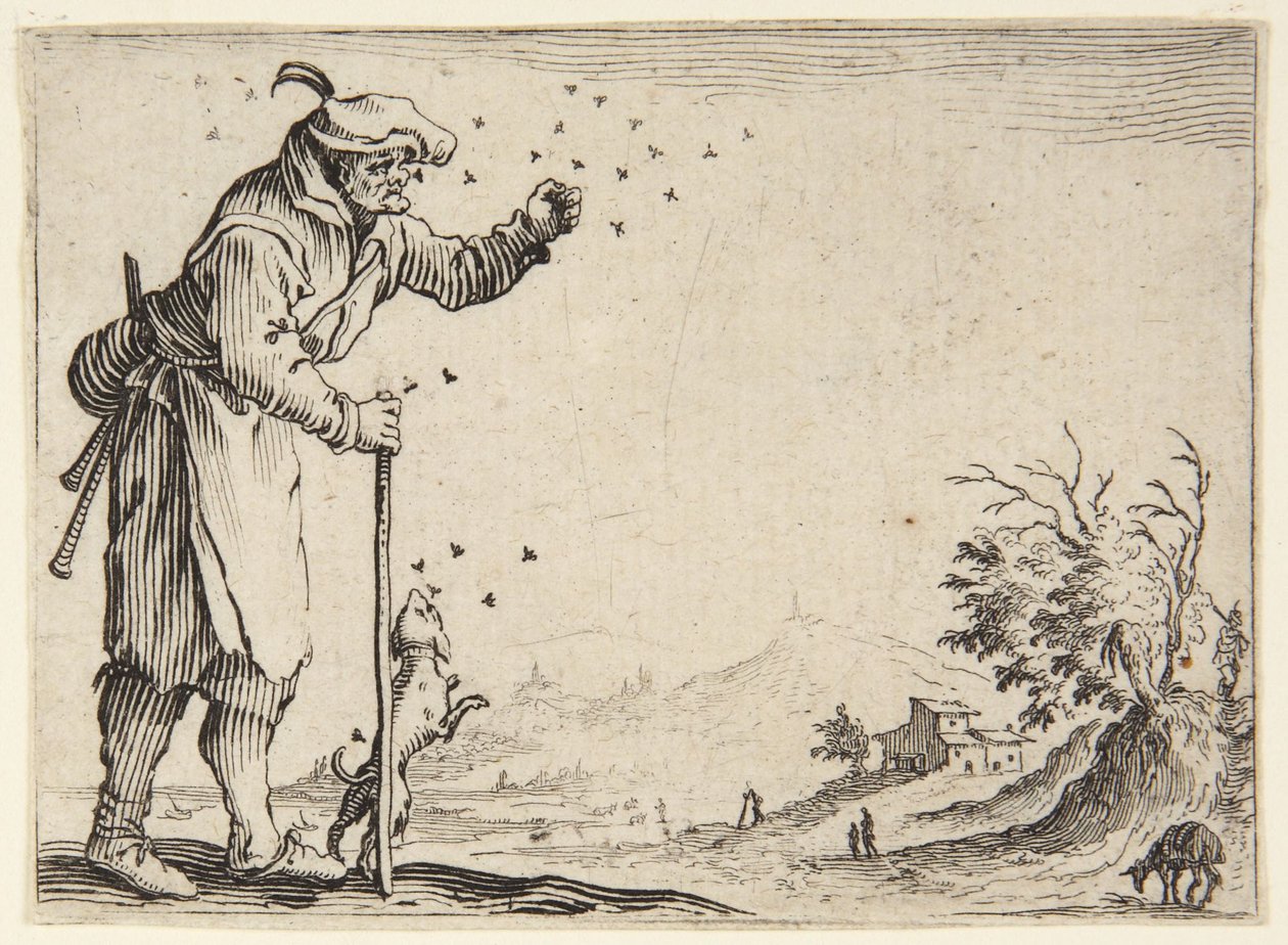 Bonden som angrips av bin av Jacques Callot