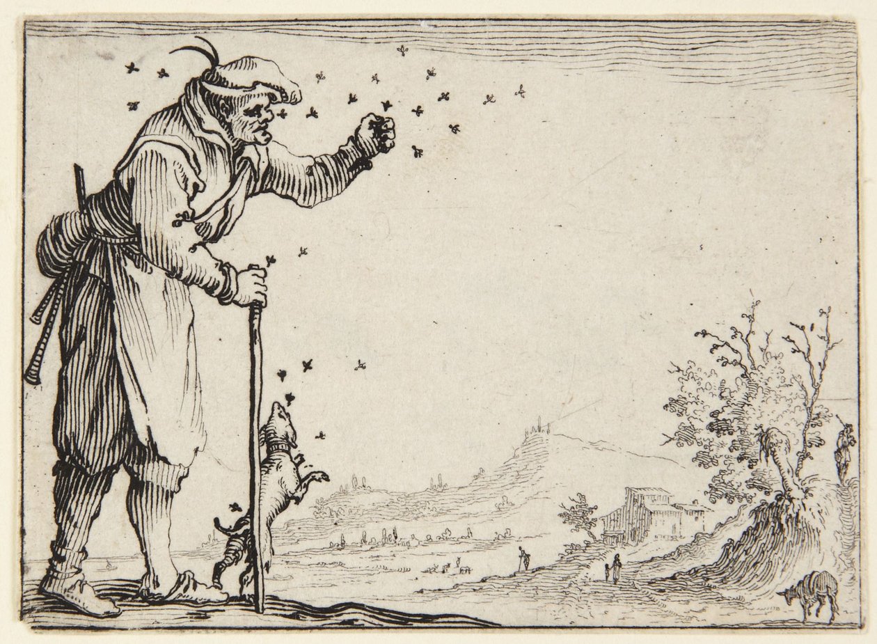 Bonden som angrips av bin av Jacques Callot