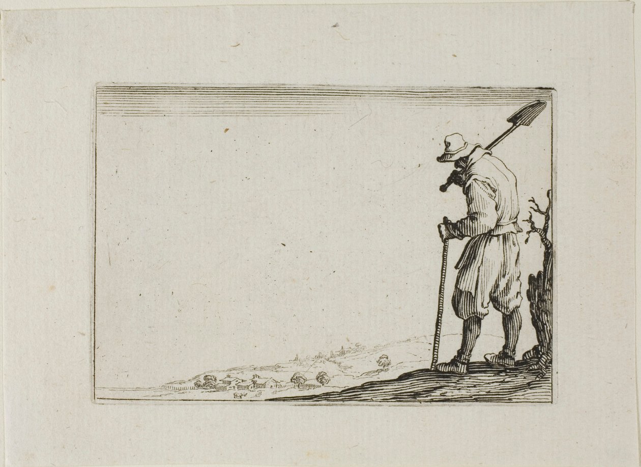 Bonden som bär sin spade på axeln, från The Caprices av Jacques Callot
