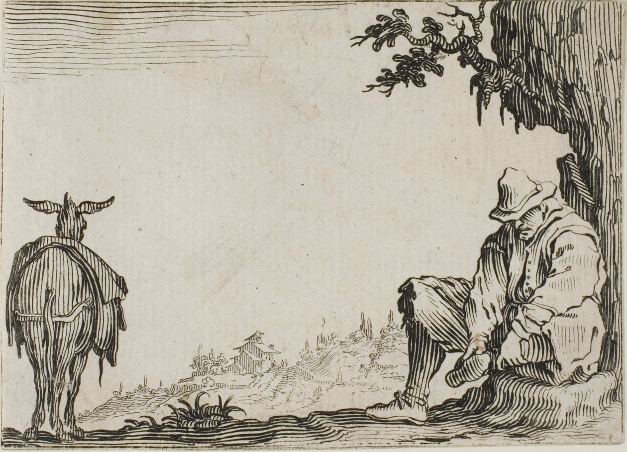 Bonden tar av sig skorna från The Caprices av Jacques Callot