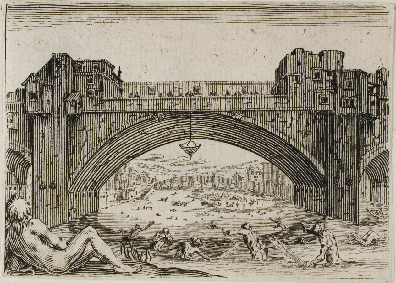 Pont Vecchio i Florens, från The Caprices av Jacques Callot