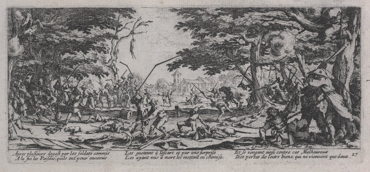 The Revenge of the Peasants (La Revanche des paysons), från "Krigets elände" av Jacques Callot