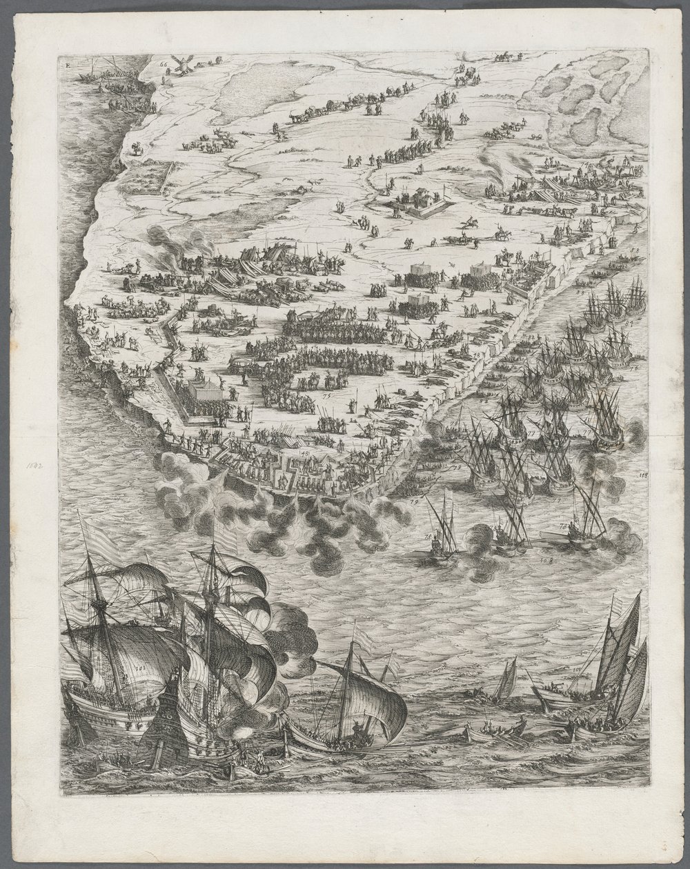 Belägringen av La Rochelle: Plåt 10, 1628-1630. av Jacques Callot