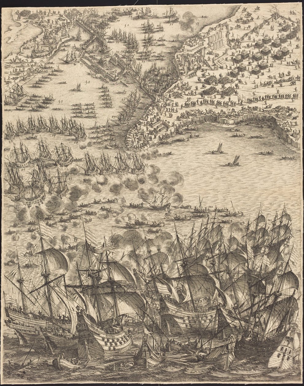 Belägringen av La Rochelle [blad 11 av 16; serien omfattar 1952.8.97-112] av Jacques Callot