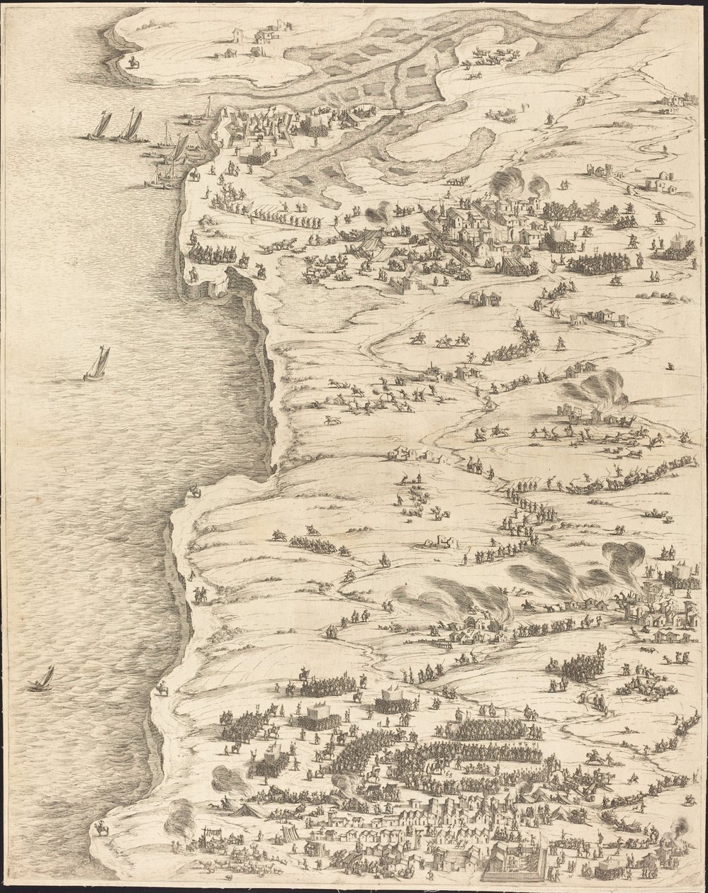 Belägringen av La Rochelle [skylt 5 av 16; uppsättningen omfattar 1952.8.97-112] av Jacques Callot