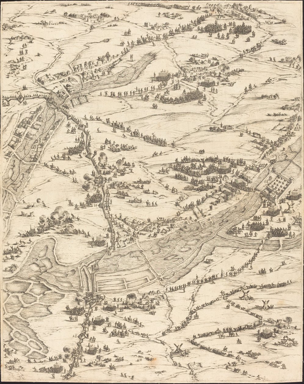 Belägringen av La Rochelle [skylt 7 av 16; uppsättningen omfattar 1952.8.97-112] av Jacques Callot