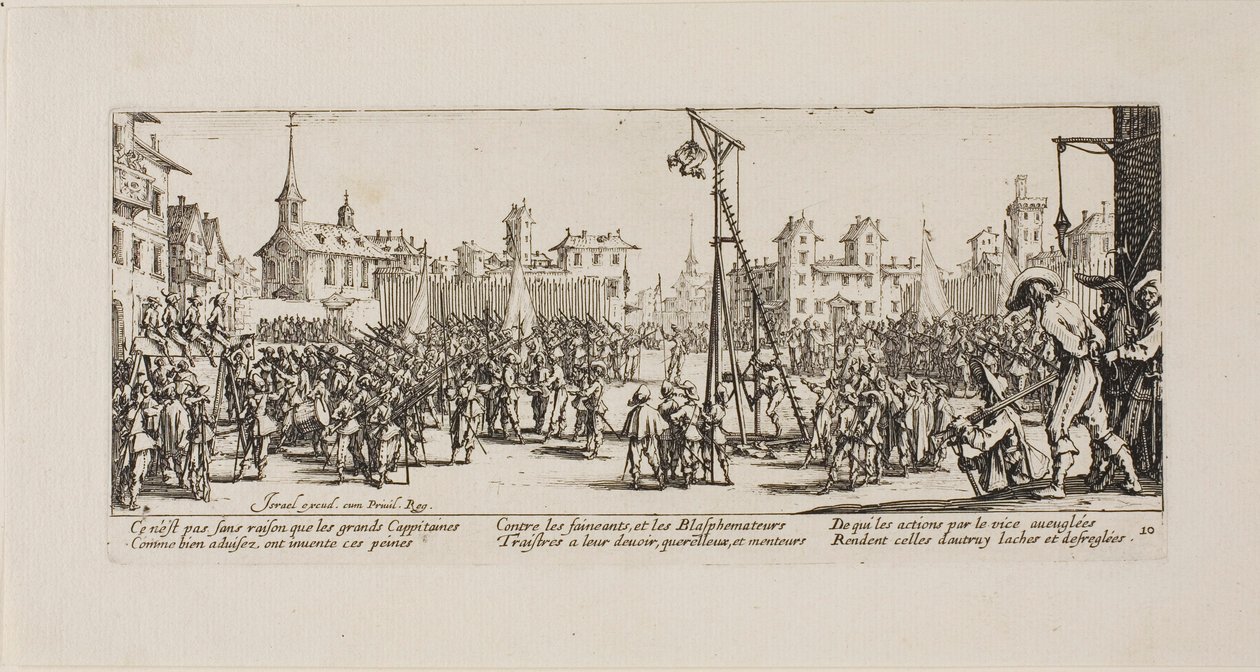 The Strappado, tallrik tio från The Miseries of War av Jacques Callot