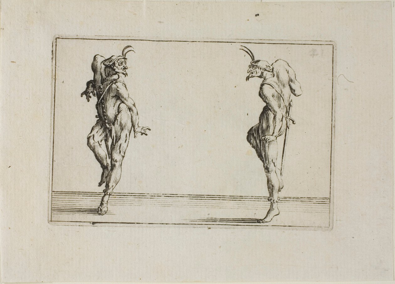 De två pantalongerna som tittar på varandra, ur Caprices av Jacques Callot