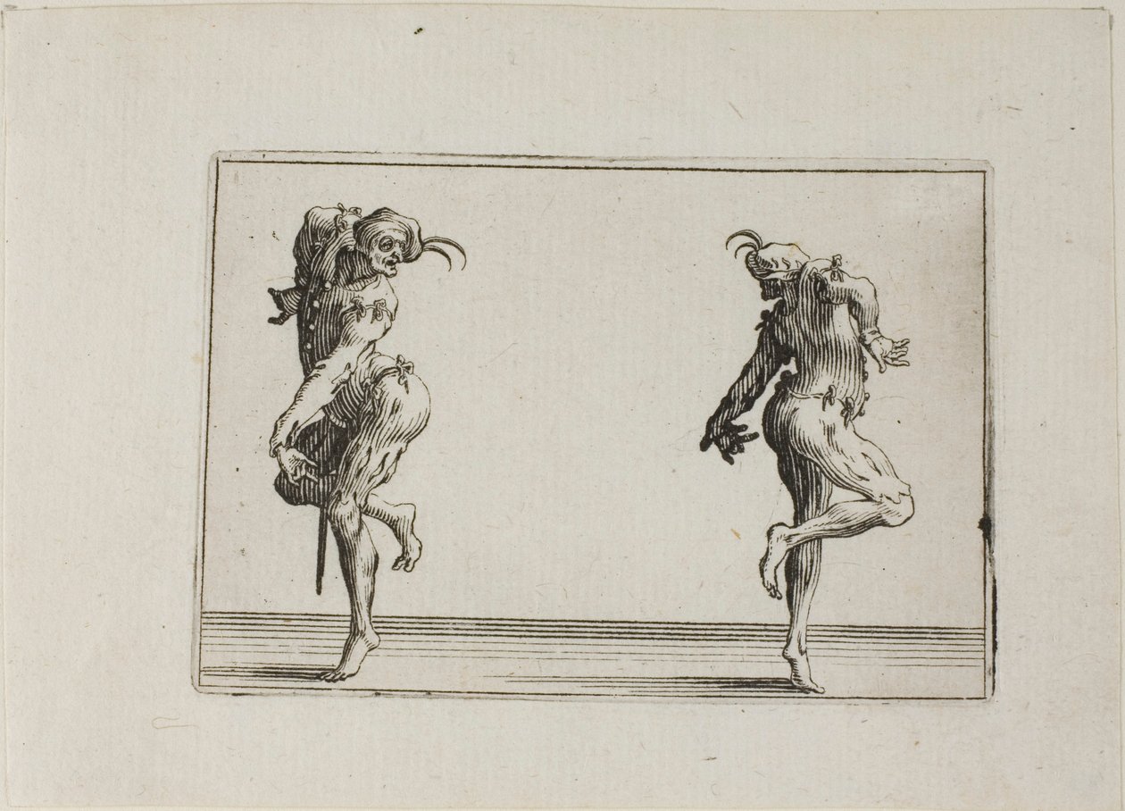 De två pantalongerna som vänder ryggen till, ur Caprices av Jacques Callot