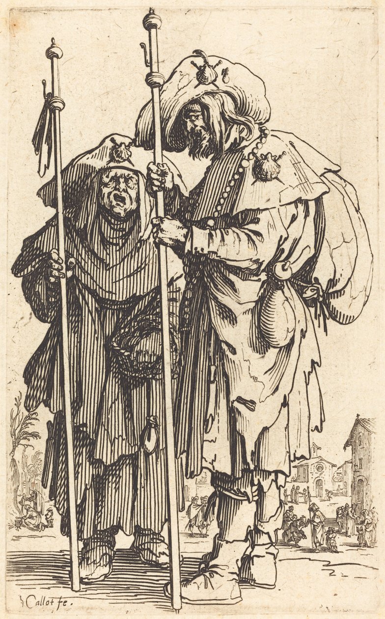 De två pilgrimerna av Jacques Callot
