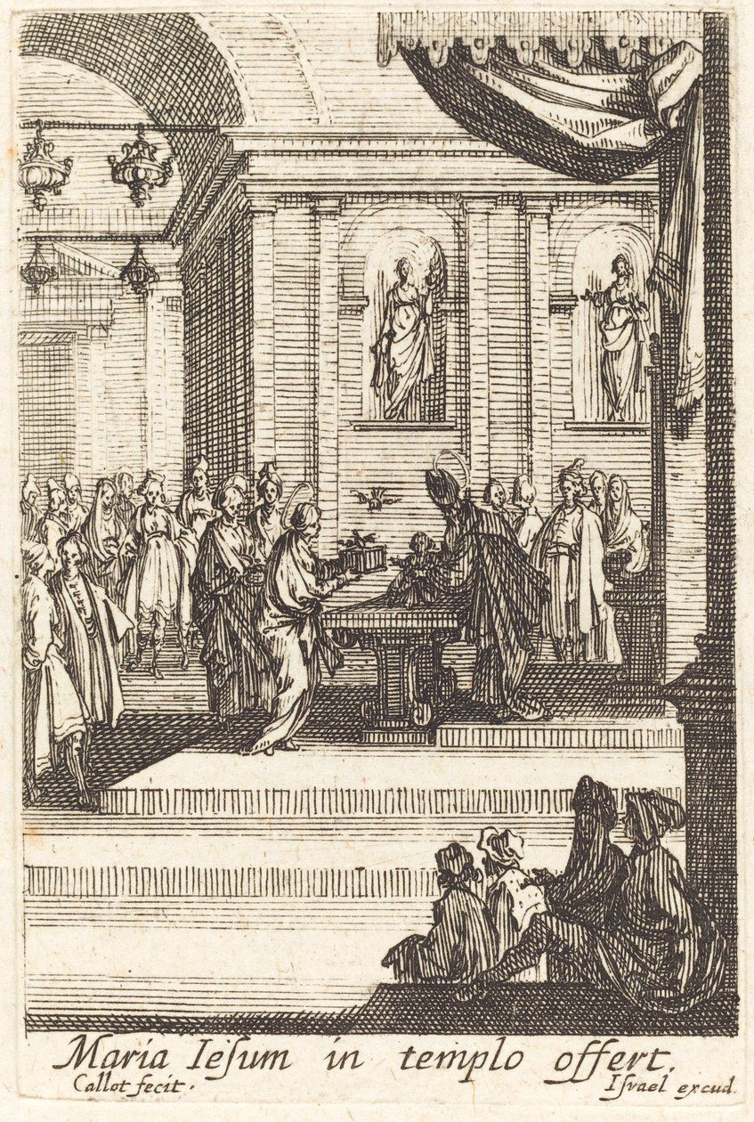 Jungfrun presenterar Jesus i templet av Jacques Callot