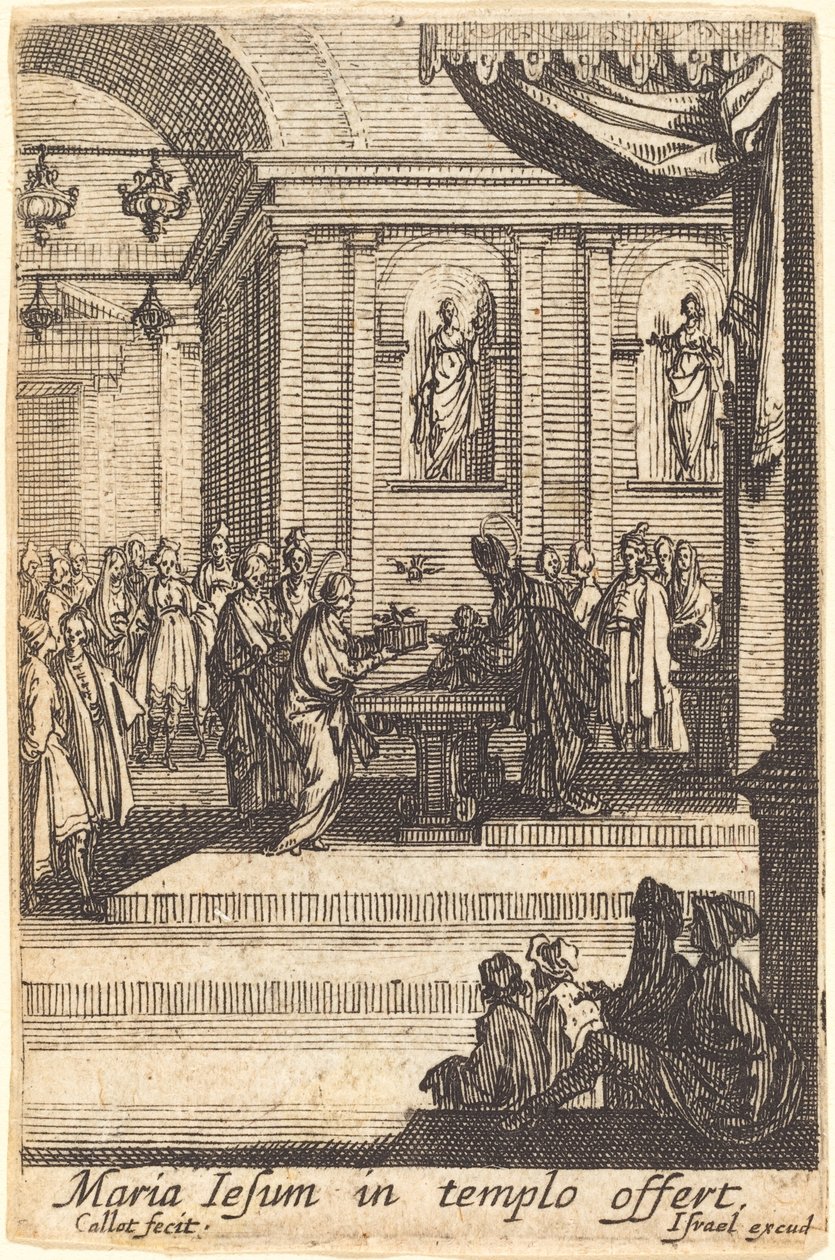 Jungfrun presenterar Jesus vid templet, 1630 eller efter. av Jacques Callot
