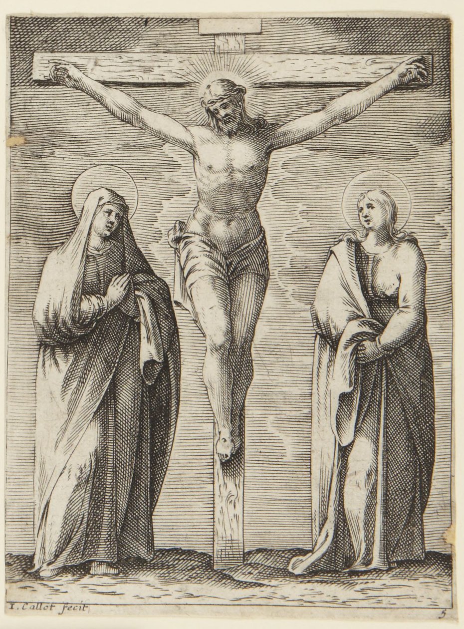 Jungfru Maria och Johannes vid foten av korset av Jacques Callot